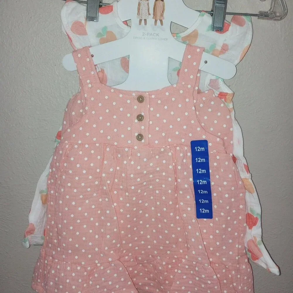 Koala Baby Girls Size 12 Months 2 Pack Dress Sundresses & Diaper Covers NWT Pink - Picture 3 of 5